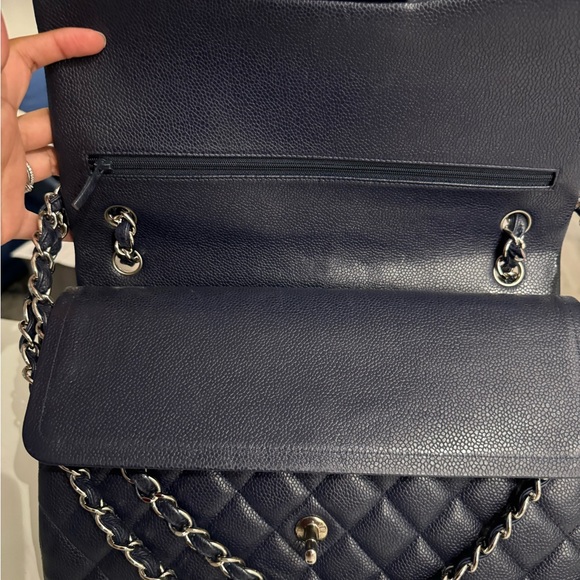Selling this Chanel Classic Double Flap Jumbo purse. (Navy in silver hardware) - Picture 5 of 6
